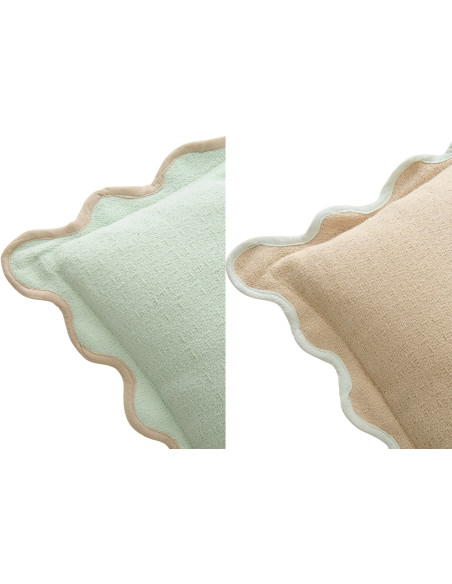 Lot de 2 Coussins ondulés style bord de mer Carré 45x45 Coton Bleu clair Beige Almorénia 