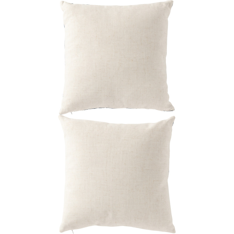 Lot de 2 Coussins indiens chic Carré 45x45 Tissu Bleu Blanc cassé Indigra 