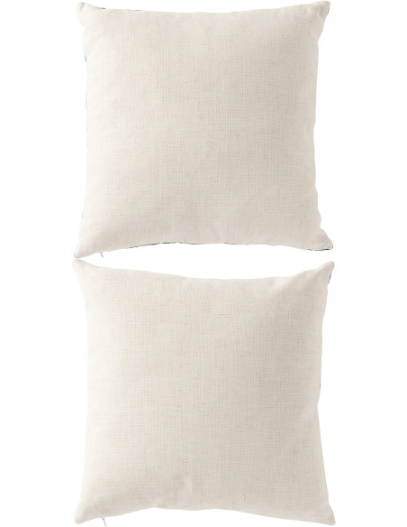 Lot de 2 Coussins indiens chic Carré 45x45 Tissu Bleu Blanc cassé Indigra 