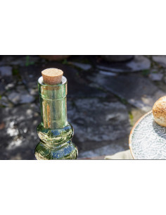 Lot de 2 Bouteilles Carafes style provençal 1 Litre Verre Vert clair Vert olive Bellora 