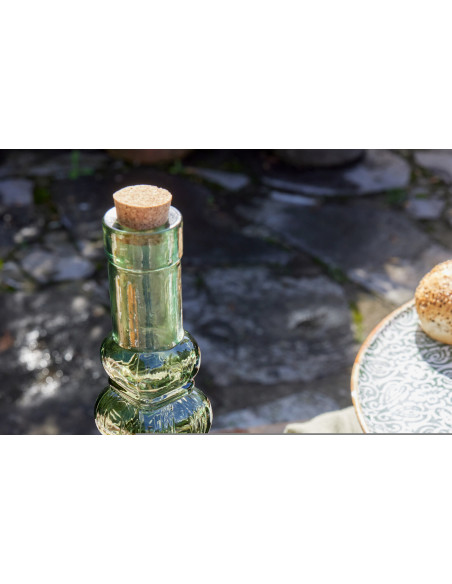 Lot de 2 Bouteilles Carafes style provençal 1 Litre Verre Vert clair Vert olive Bellora 