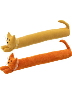 Lot de 2 Boudins de portes originaux Chats Foulards 79 cm Tissu Jaune ocre Orange foncé Colorani 