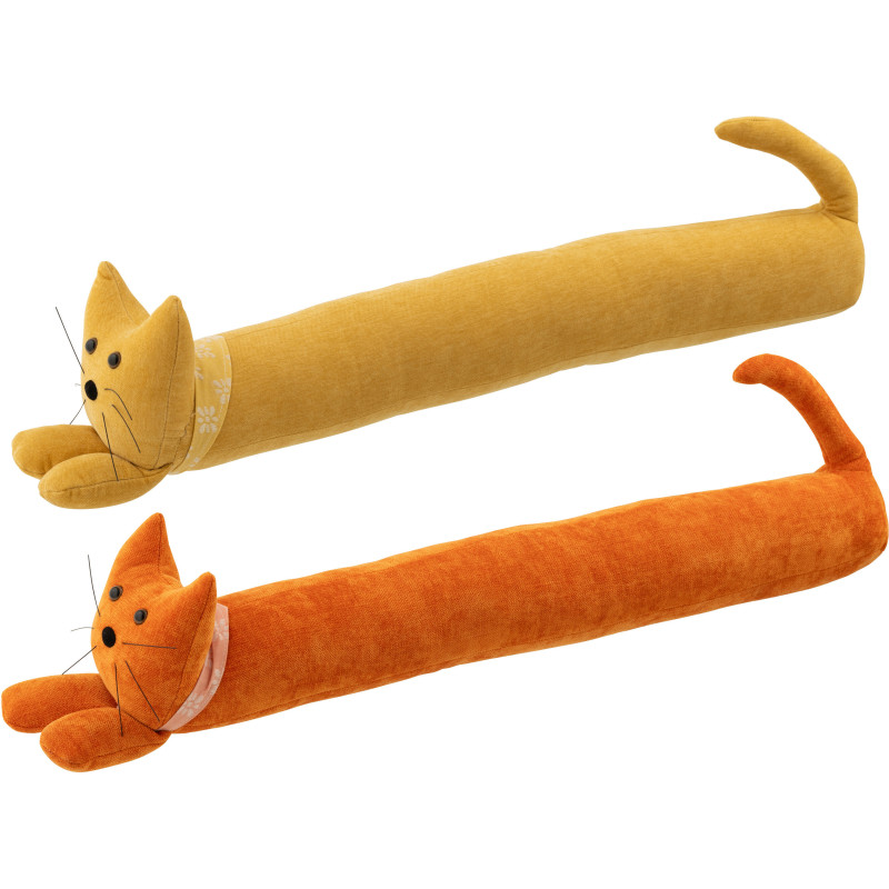 Lot de 2 Boudins de portes originaux Chats Foulards 79 cm Tissu Jaune ocre Orange foncé Colorani 
