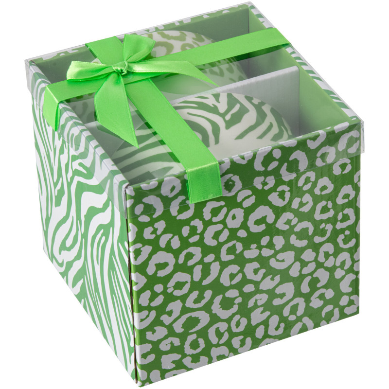 Lot de 2 Bols petit déjeuner Jungle chic Rond Porcelaine Vert Blanc Motif zèbre & léopard Léoze 