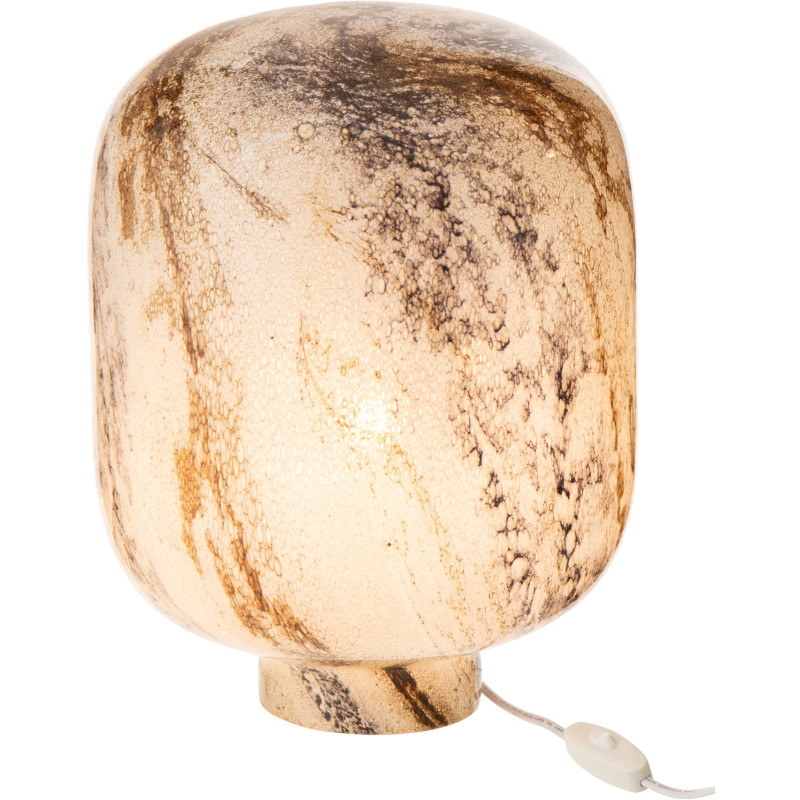 Lampe à poser style minéral chic H 38 cm Verre Marron Blanc Lumara 