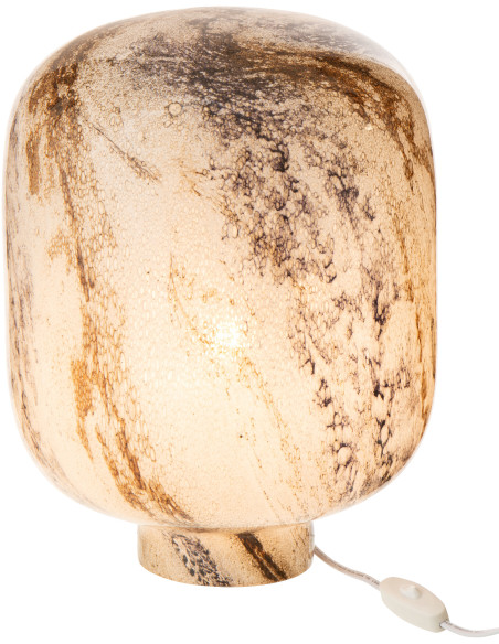 Lampe à poser style minéral chic H 38 cm Verre Marron Blanc Lumara 