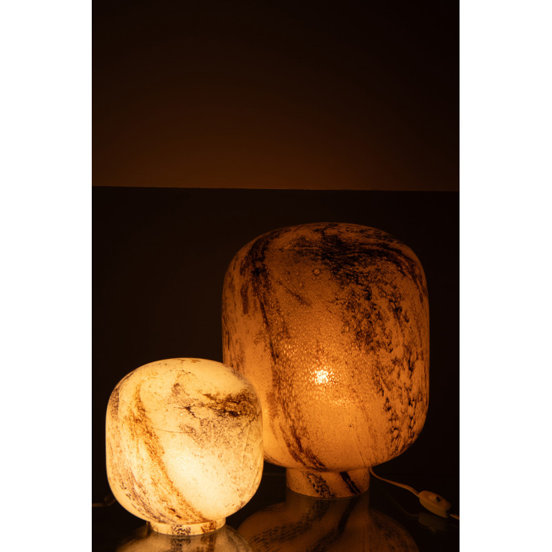 Lampe à poser style minéral chic H 38 cm Verre Marron Blanc Lumara 