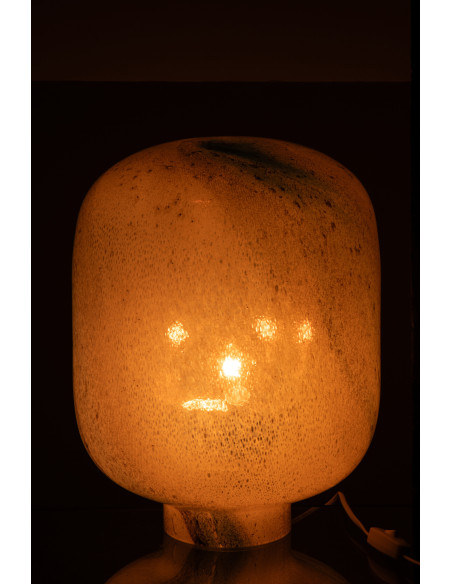 Lampe à poser style minéral chic H 38 cm Verre Bleu Blanc Lumara 