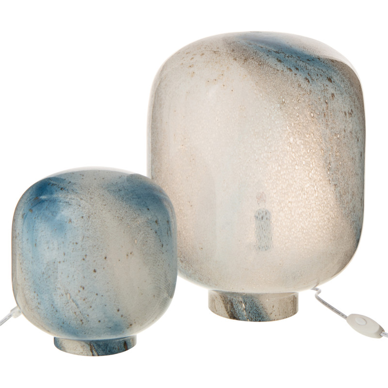 Lampe à poser style minéral chic H 38 cm Verre Bleu Blanc Lumara 