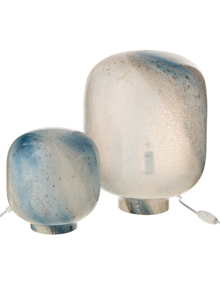 Lampe à poser style minéral chic H 38 cm Verre Bleu Blanc Lumara 
