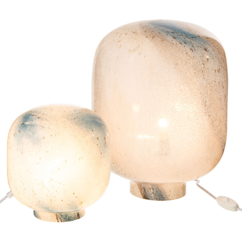 Lampe à poser style minéral chic H 38 cm Verre Bleu Blanc Lumara 