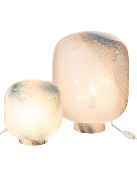Lampe à poser style minéral chic H 38 cm Verre Bleu Blanc Lumara 