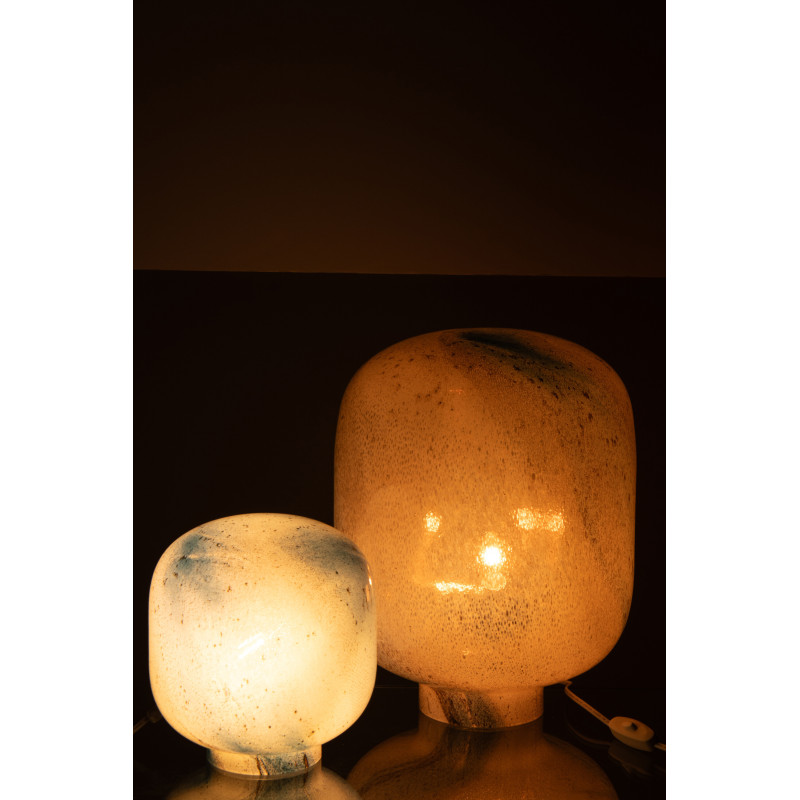 Lampe à poser style minéral chic H 38 cm Verre Bleu Blanc Lumara 