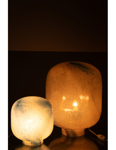 Lampe à poser style minéral chic H 38 cm Verre Bleu Blanc Lumara 