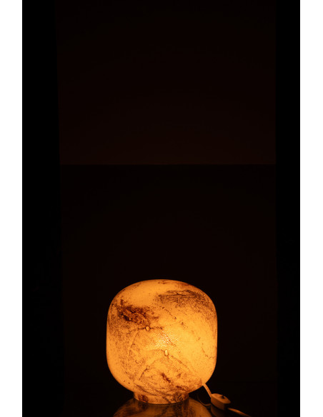 Lampe à poser style minéral chic H 21 cm Verre Marron Blanc Lumara