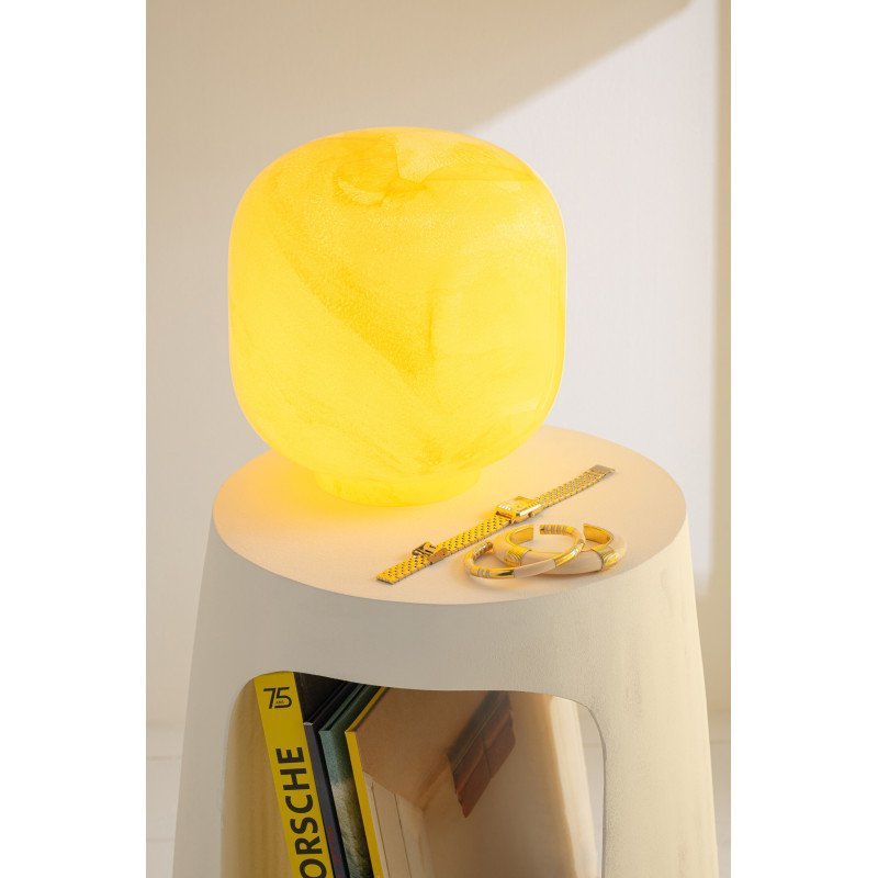 Lampe à poser style minéral chic H 21 cm Verre Jaune Lumara 