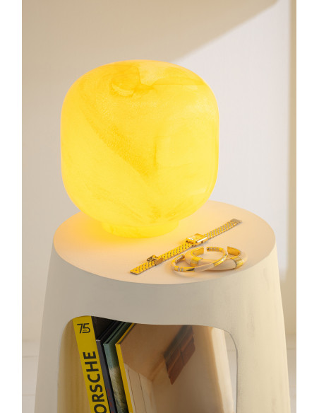 Lampe à poser style minéral chic H 21 cm Verre Jaune Lumara 
