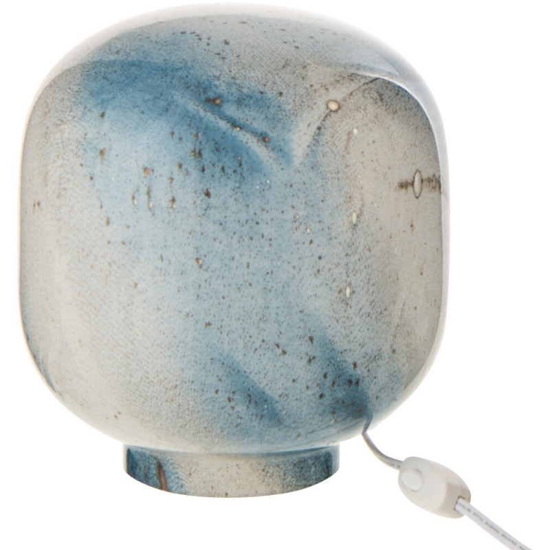Lampe à poser style minéral chic H 21 cm Verre Bleu Blanc Lumara 