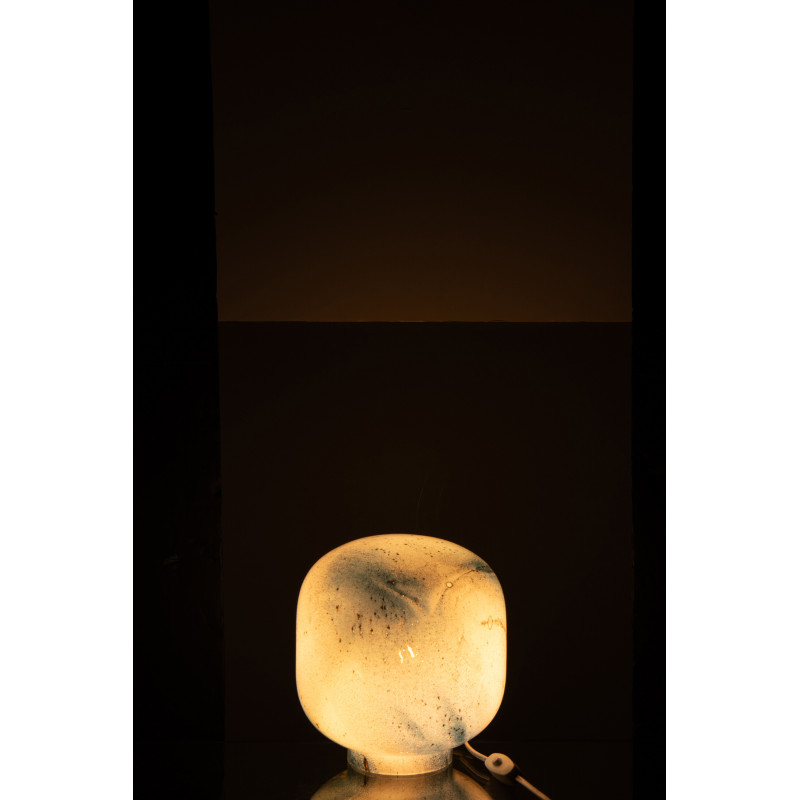 Lampe à poser style minéral chic H 21 cm Verre Bleu Blanc Lumara 