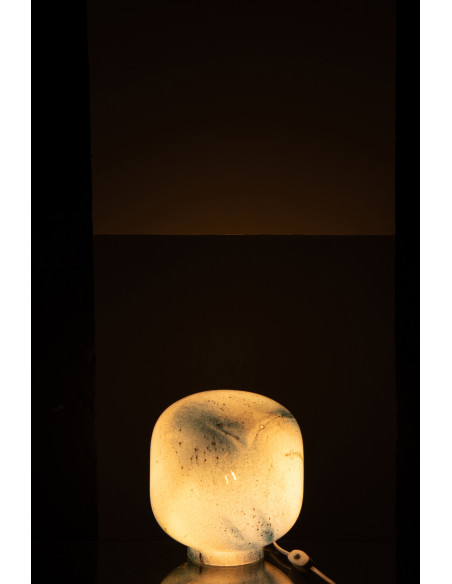 Lampe à poser style minéral chic H 21 cm Verre Bleu Blanc Lumara 