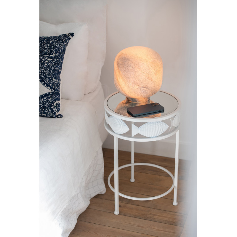 Lampe à poser style minéral chic H 21 cm Verre Bleu Blanc Lumara 