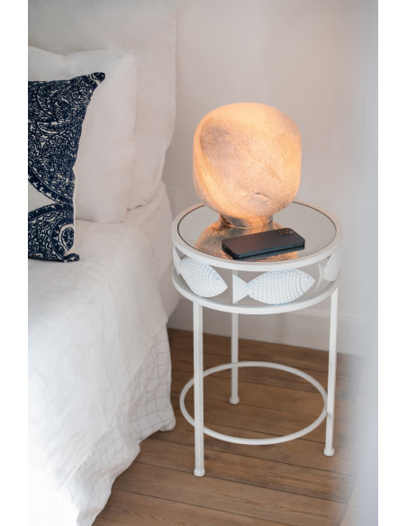 Lampe à poser style minéral chic H 21 cm Verre Bleu Blanc Lumara 