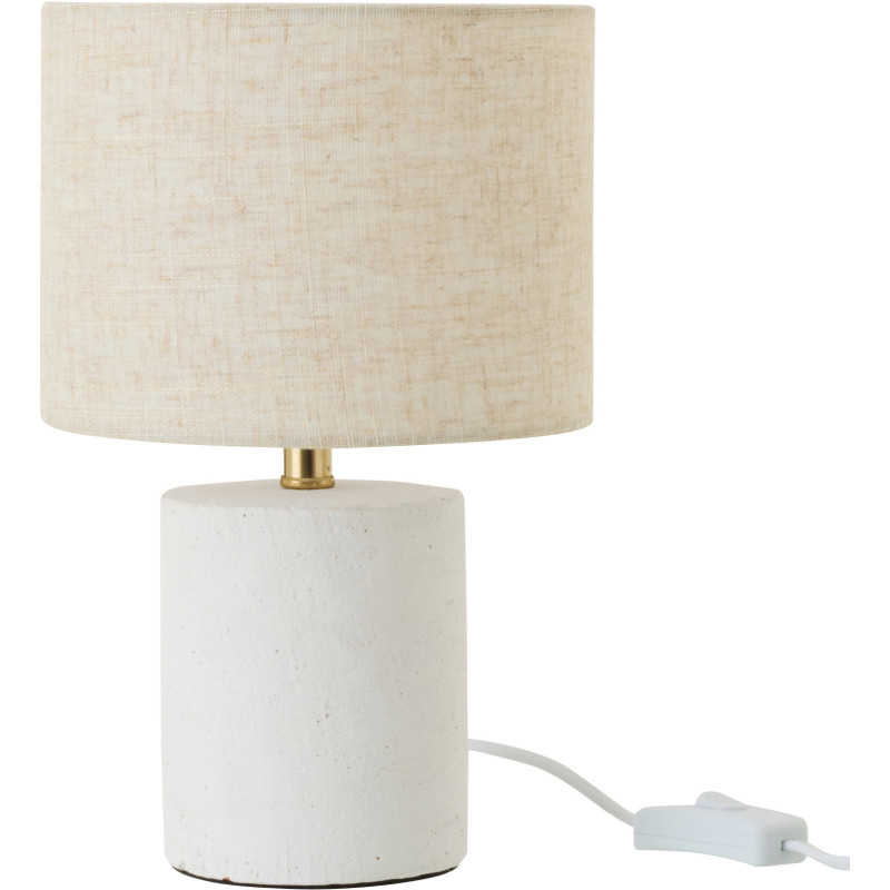 Lampe à poser style hôtel chic H 28 cm Céramique Blanc Tissu Beige Calymora 