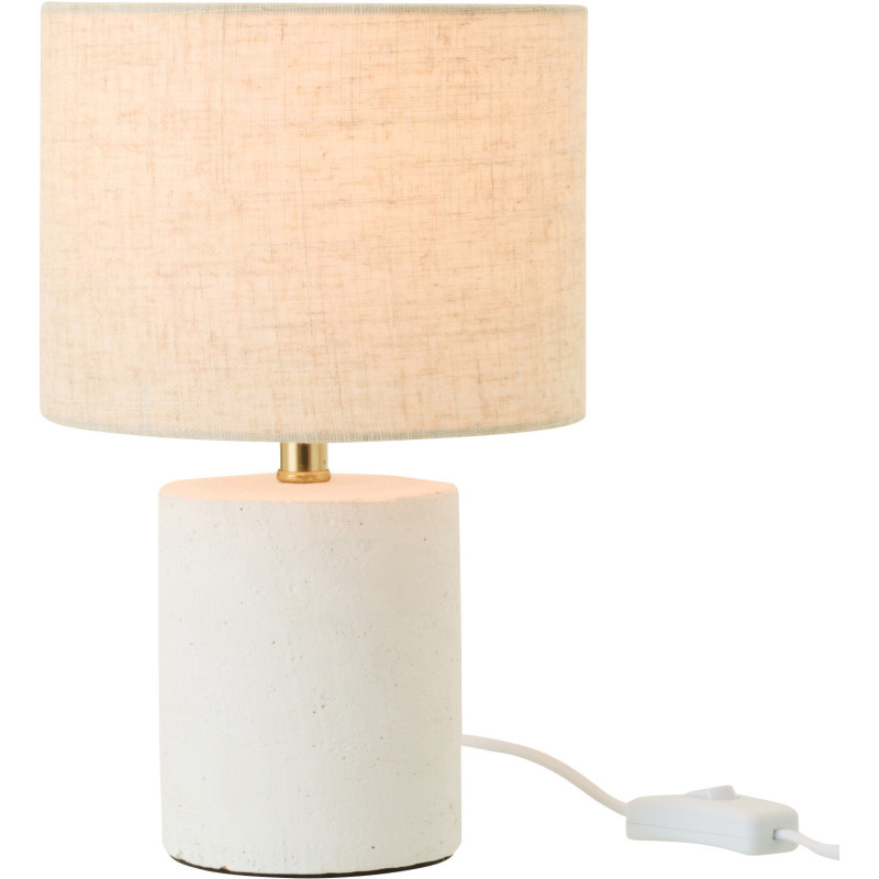 Lampe à poser style hôtel chic H 28 cm Céramique Blanc Tissu Beige Calymora 