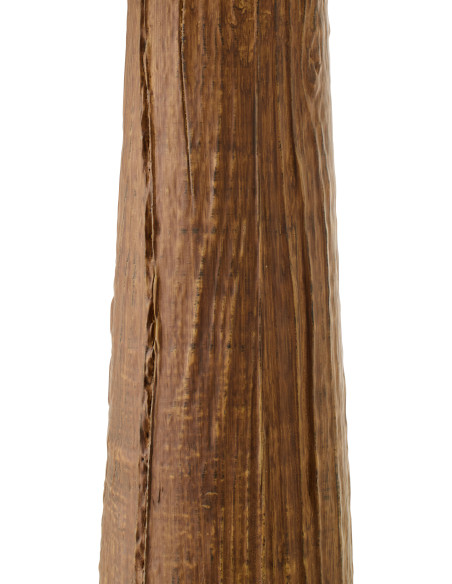Lampe à poser style ethnique chic H 43 cm Céramique Marron foncé Effet bois Tissu Beige Tevera 