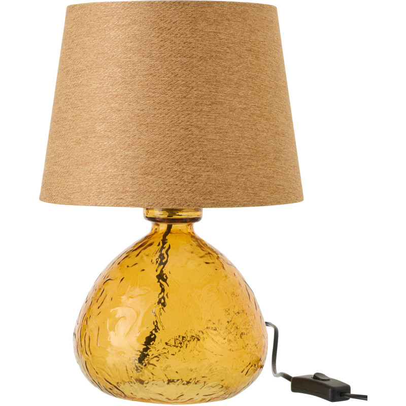 Lampe à poser rétro Boule H 32 cm Verre transparent Ocre Tissu Beige Verocra 