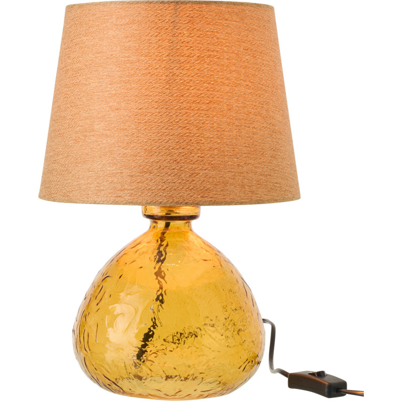 Lampe à poser rétro Boule H 32 cm Verre transparent Ocre Tissu Beige Verocra 