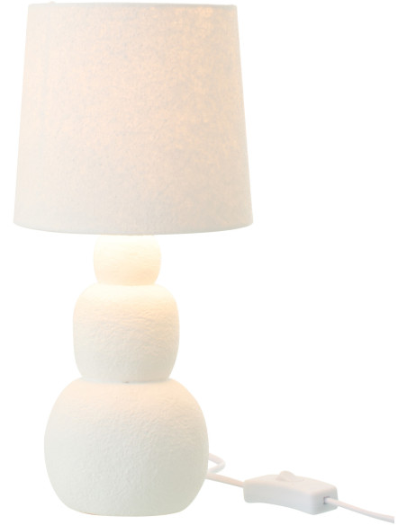 Lampe à poser minimaliste chic H 32 cm Céramique Blanc Tissu Renee 