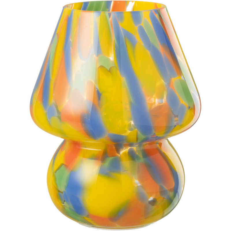 Lampe à poser Led rétro pop Champignon H 19 cm Verre Multicolore Motif taches Strionella 