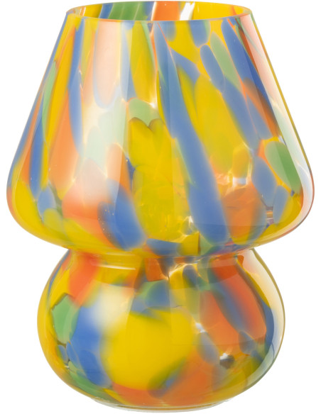 Lampe à poser Led rétro pop Champignon H 19 cm Verre Multicolore Motif taches Strionella 
