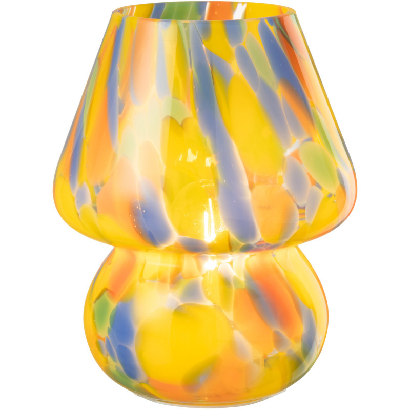 Lampe à poser Led rétro pop Champignon H 19 cm Verre Multicolore Motif taches Strionella 