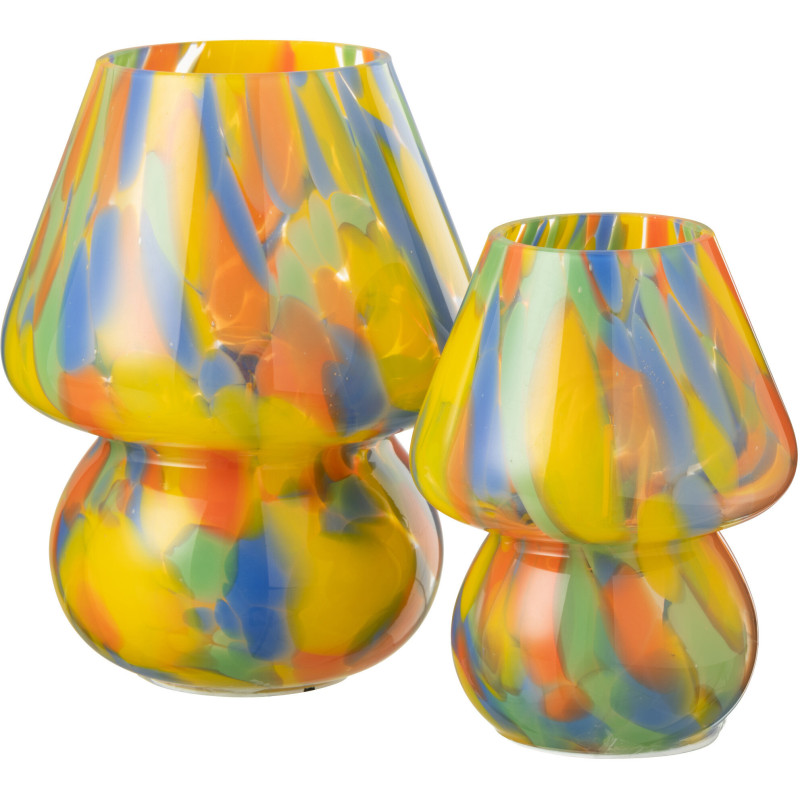 Lampe à poser Led rétro pop Champignon H 19 cm Verre Multicolore Motif taches Strionella 