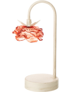 Lampe à poser Led originale Fleur H 36 cm Verre Orange Métal Blanc cassé Sunflya 