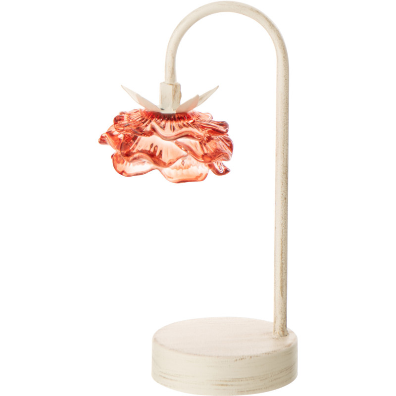 Lampe à poser Led originale Fleur H 36 cm Verre Orange Métal Blanc cassé Sunflya 