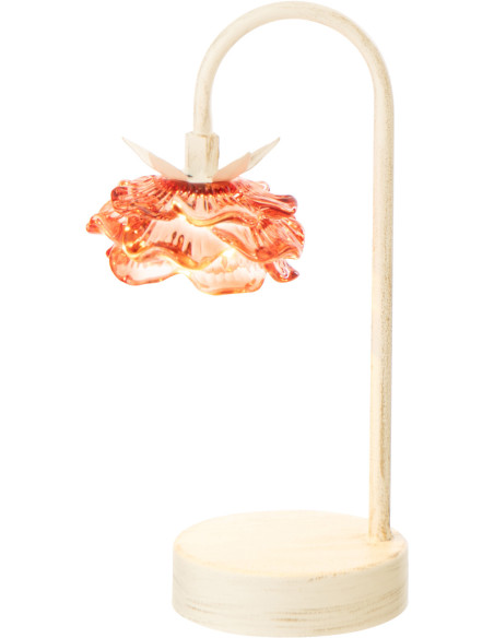Lampe à poser Led originale Fleur H 36 cm Verre Orange Métal Blanc cassé Sunflya 