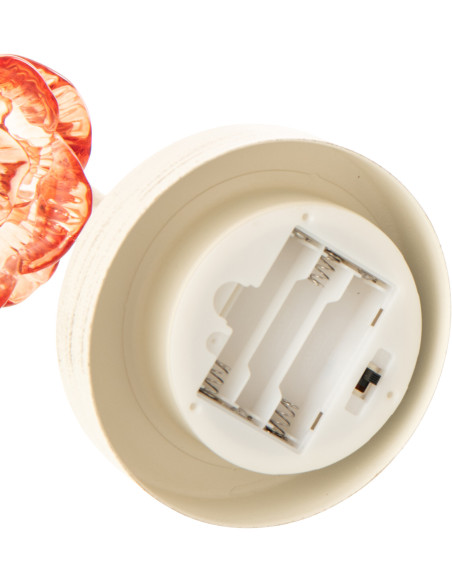 Lampe à poser Led originale Fleur H 36 cm Verre Orange Métal Blanc cassé Sunflya 