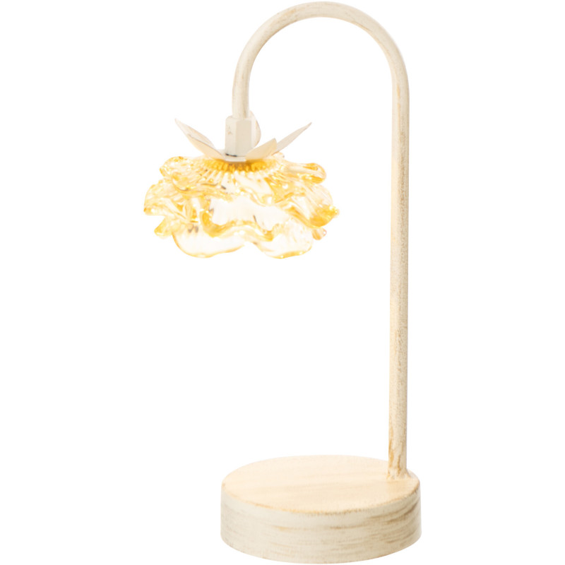 Lampe à poser Led originale Fleur H 36 cm Verre Jaune Métal Blanc cassé Sunflya 