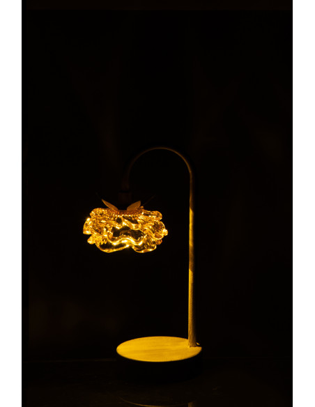 Lampe à poser Led originale Fleur H 36 cm Verre Jaune Métal Blanc cassé Sunflya 