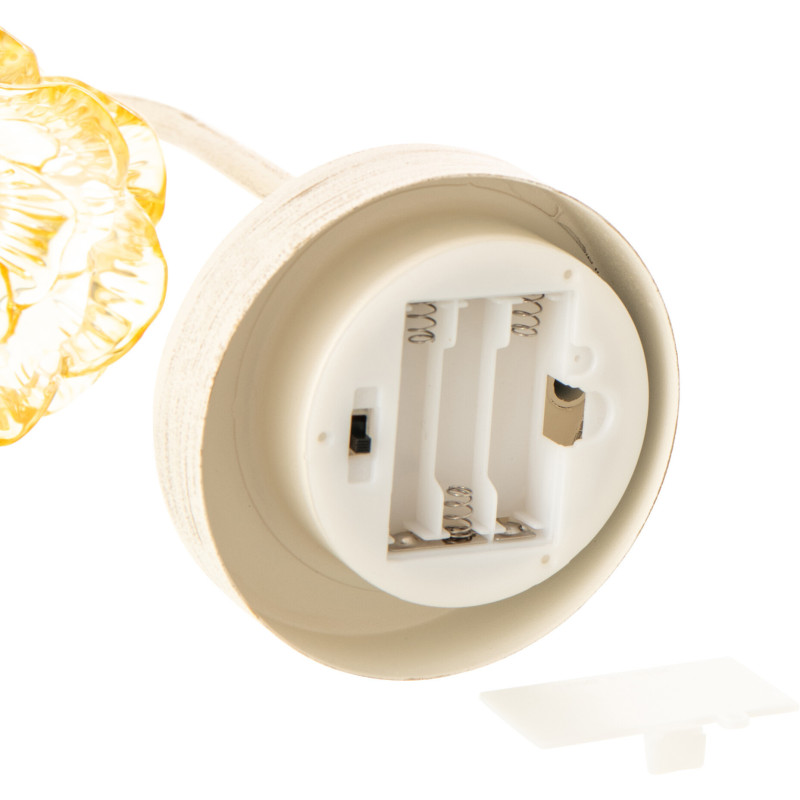 Lampe à poser Led originale Fleur H 36 cm Verre Jaune Métal Blanc cassé Sunflya 