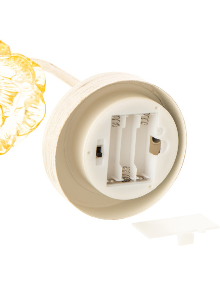 Lampe à poser Led originale Fleur H 36 cm Verre Jaune Métal Blanc cassé Sunflya 