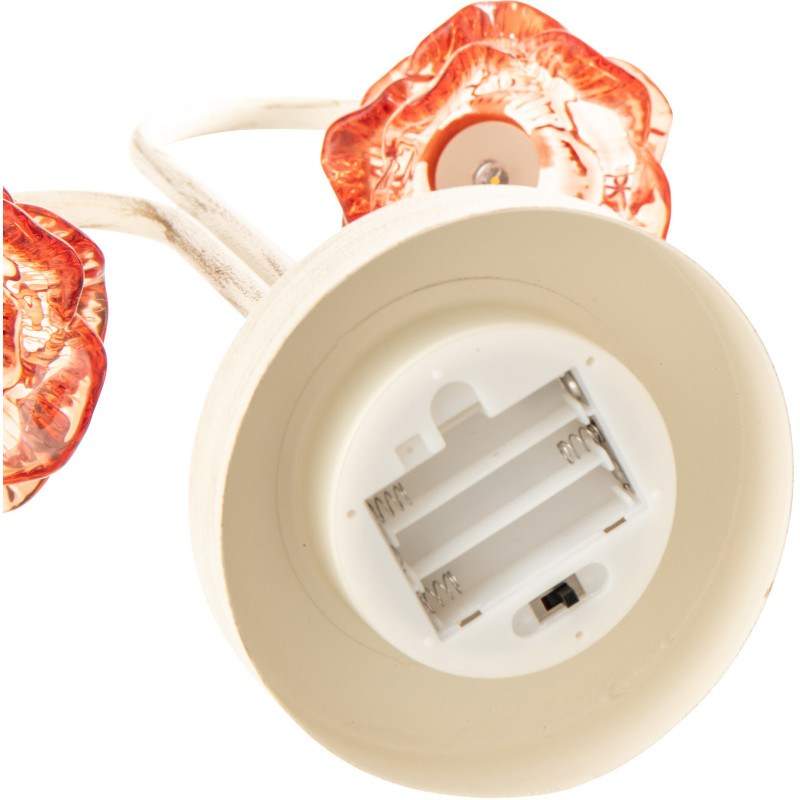 Lampe à poser Led originale 2 Fleurs H 37 cm Verre Orange Métal Blanc cassé Sunflya 