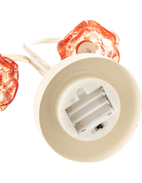 Lampe à poser Led originale 2 Fleurs H 37 cm Verre Orange Métal Blanc cassé Sunflya 