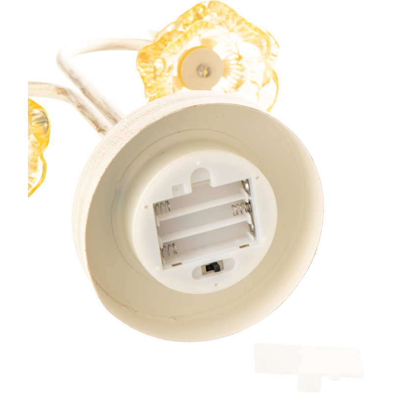 Lampe à poser Led originale 2 Fleurs H 37 cm Verre Jaune Métal Blanc cassé Sunflya 