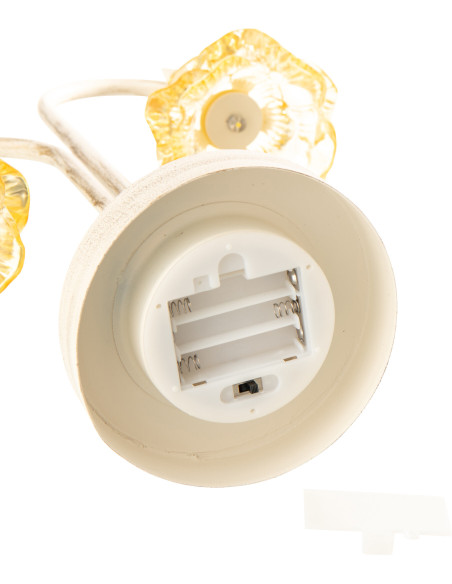 Lampe à poser Led originale 2 Fleurs H 37 cm Verre Jaune Métal Blanc cassé Sunflya 