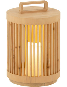 Lampe à poser Led Japandi chic H 36 cm Bois de sapin Naturel Hikari 