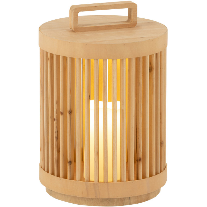 Lampe à poser Led Japandi chic H 36 cm Bois de sapin Naturel Hikari 